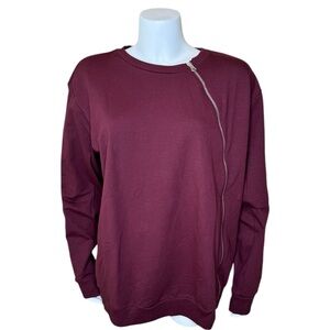 Universal Standard Meridian Zip Sweatshirt M 18-20 2X Pima Black Cherry NWT